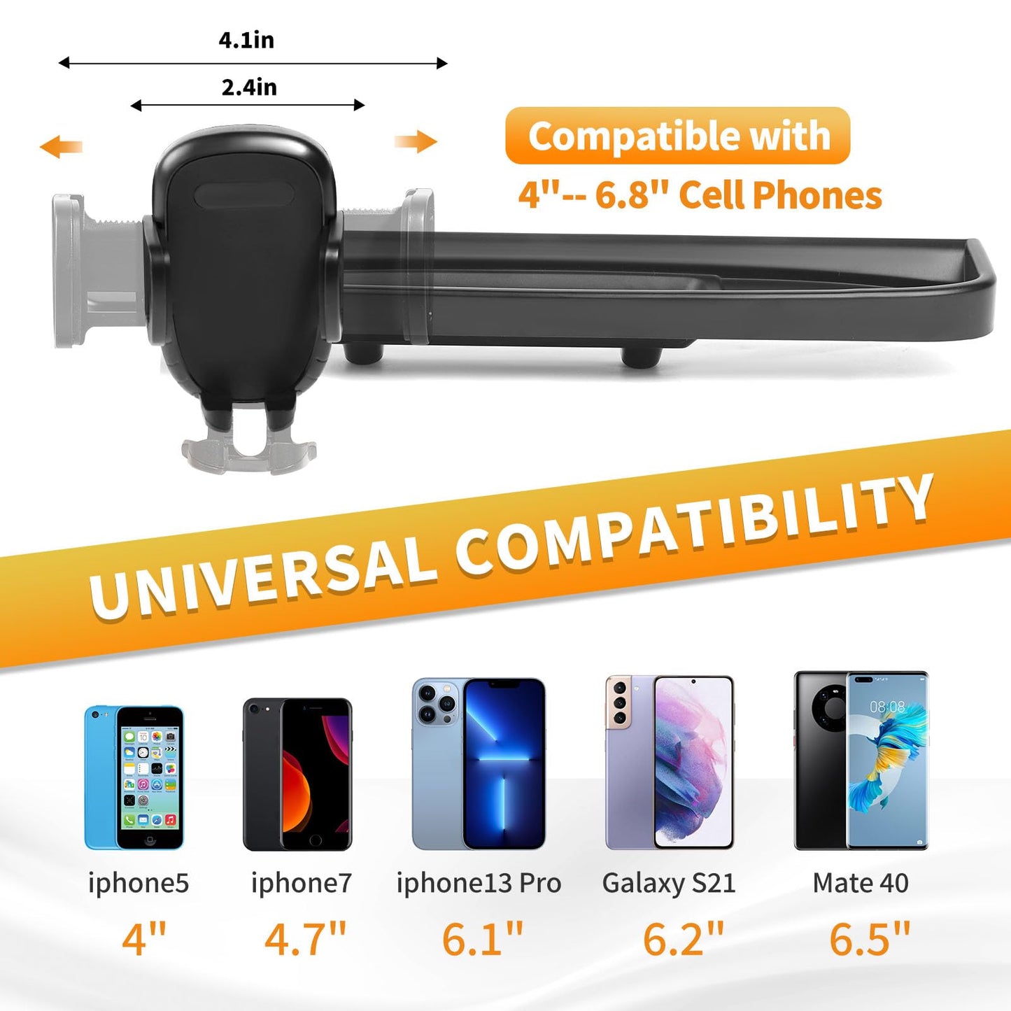 SQQP Multi-Mount Dash Phone Holder with Metal Rod for 2012-2017 Dodge RAM, Phone Mount Storage Tray Cellphone System Kit