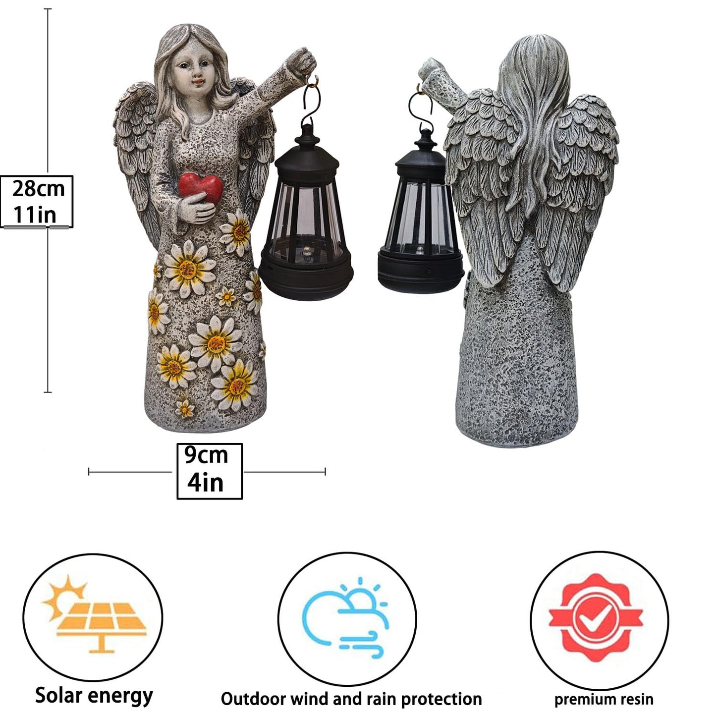 Yewanye Solar Garden Angel Statues,Outdoor Angel Figurines Lights Waterproof Statue Decor Lanterns for Yard Patio Porch Decoration Gift for Mom