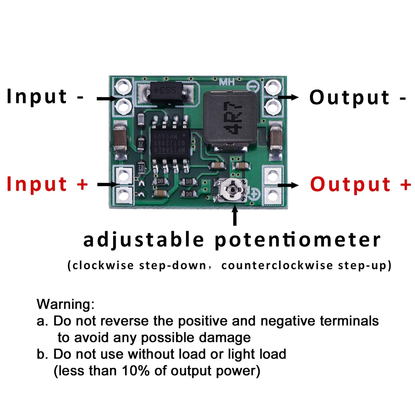 EBOOT Mini MP1584EN DC-DC Buck Converter Adjustable Power Module 24V to 12V 9V 5V 3V(6 Pack)