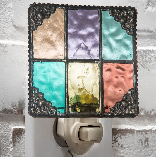 J Devlin Colorful Stained Glass Night Light, Vintage Style