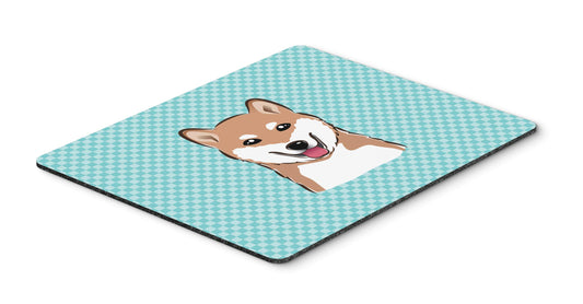 Caroline's Treasures BB1163MP Checkerboard Blue Shiba Inu Mouse Pad, Hot Pad or Trivet for Home Office Gaming Working Computers Laptop Mouse