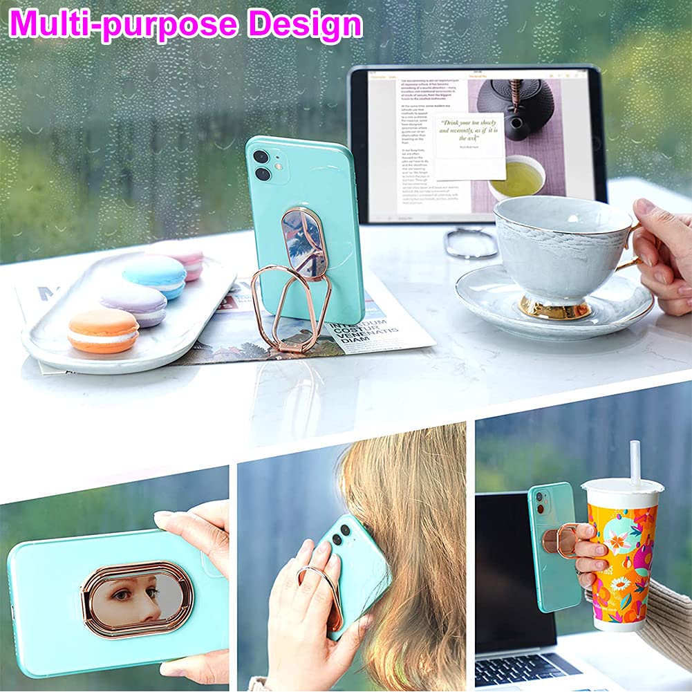 Cell Phone Ring Holder Finger Kickstand, CLZWiiN Foldable 360° Rotation Cellphone Stand for Desk, Office Desktop, Magnetic Car Mount, Metal