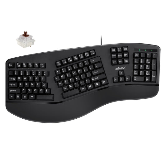 Adesso EasyTouch 150 Wired Mechanical Keyboard, Integrated Palm Rest