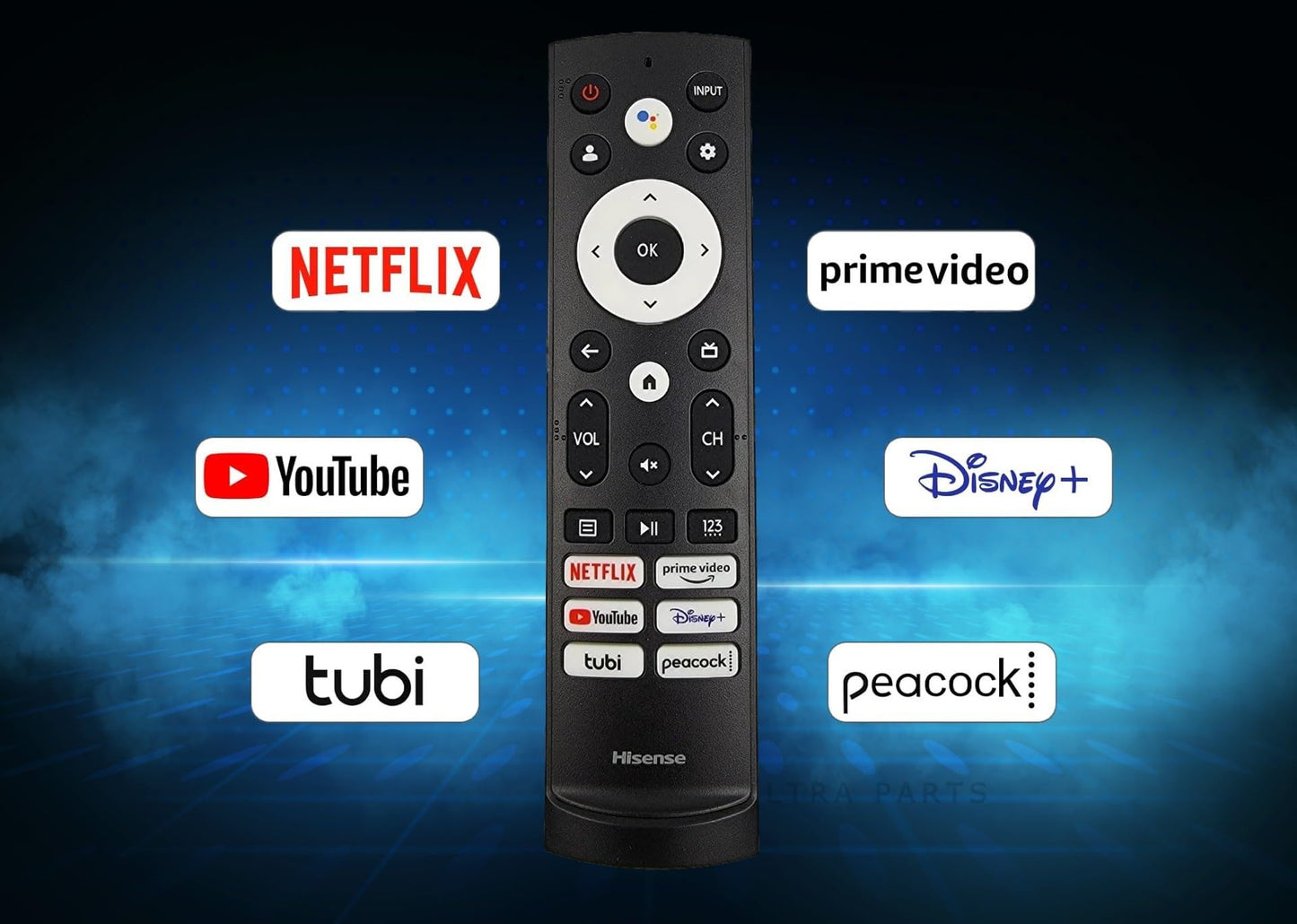 OEM Replacement Remote Control for All Hisense UHD 4K ULED Smart Google TVs with Voice Control 43A6H 50A6H 55A6H 65A6H 75A6H 50U6H 55U6H 65U6H