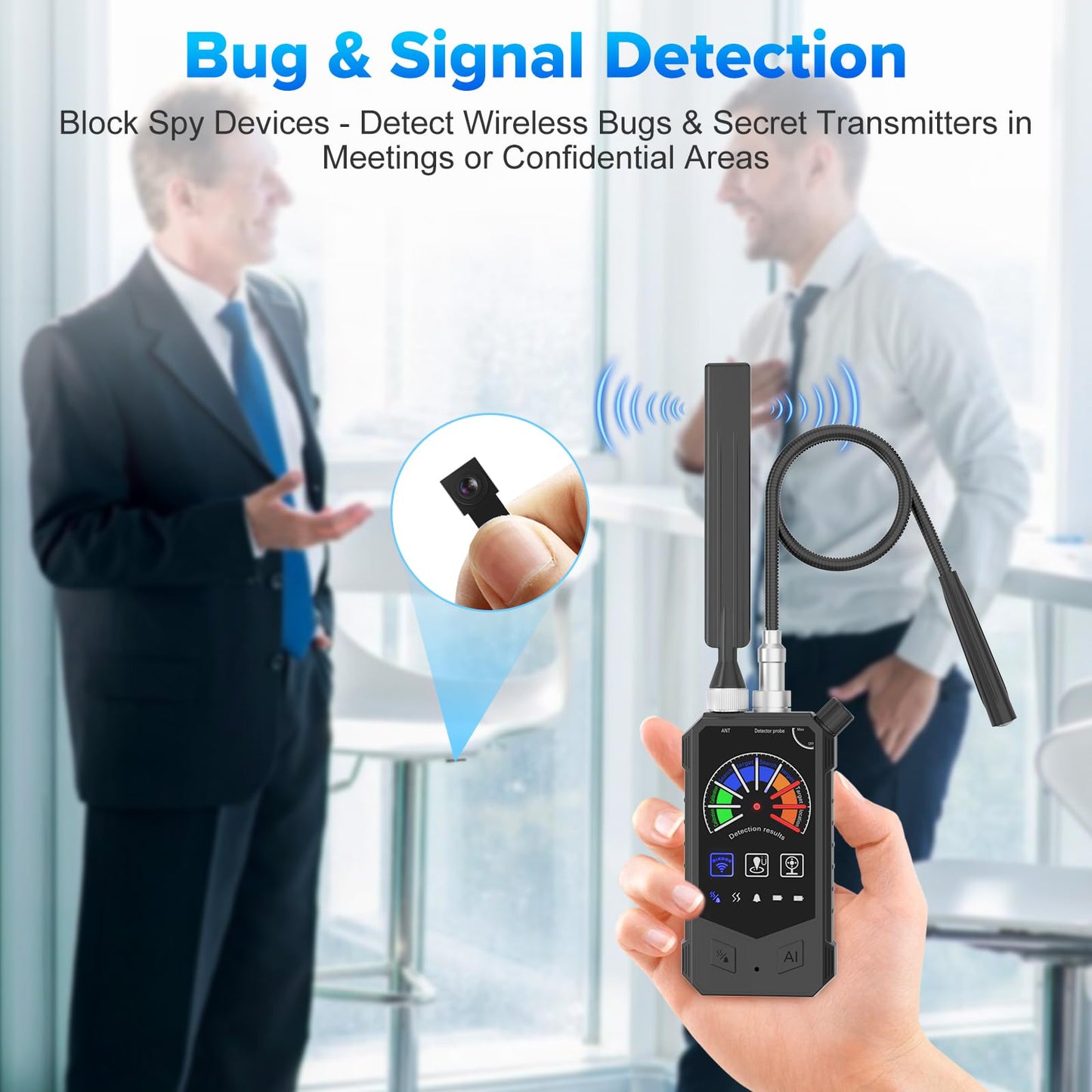Hidden Camera Detector, Anti-Spy RF Signal Finder, GPS Tracker Detector, Wireless Bug Detector for Hotels, Bathrooms, Home, Office, Travel,