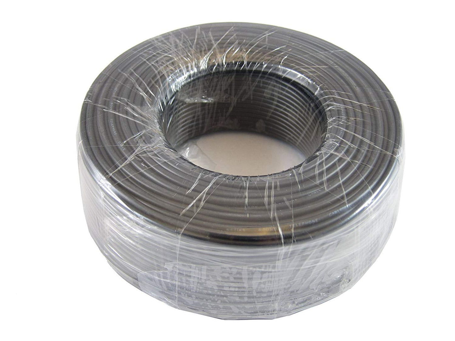 Phone Cable 300ft Rounded Black Roll (100m Long) 4x1/0.4 26 AWG Gauge Solid Wire -Round Telephone Cord Line Extension Bulk Rool Reel -compatible