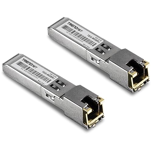 TRENDnet 2-Pack 1000BASE-T RJ45 Copper SFP Modules,TEG-MGBRJ/2, NDAA + TAA Compliant, Transmission Distance up to 100m (328 ft.), Hot Pluggable, IEEE
