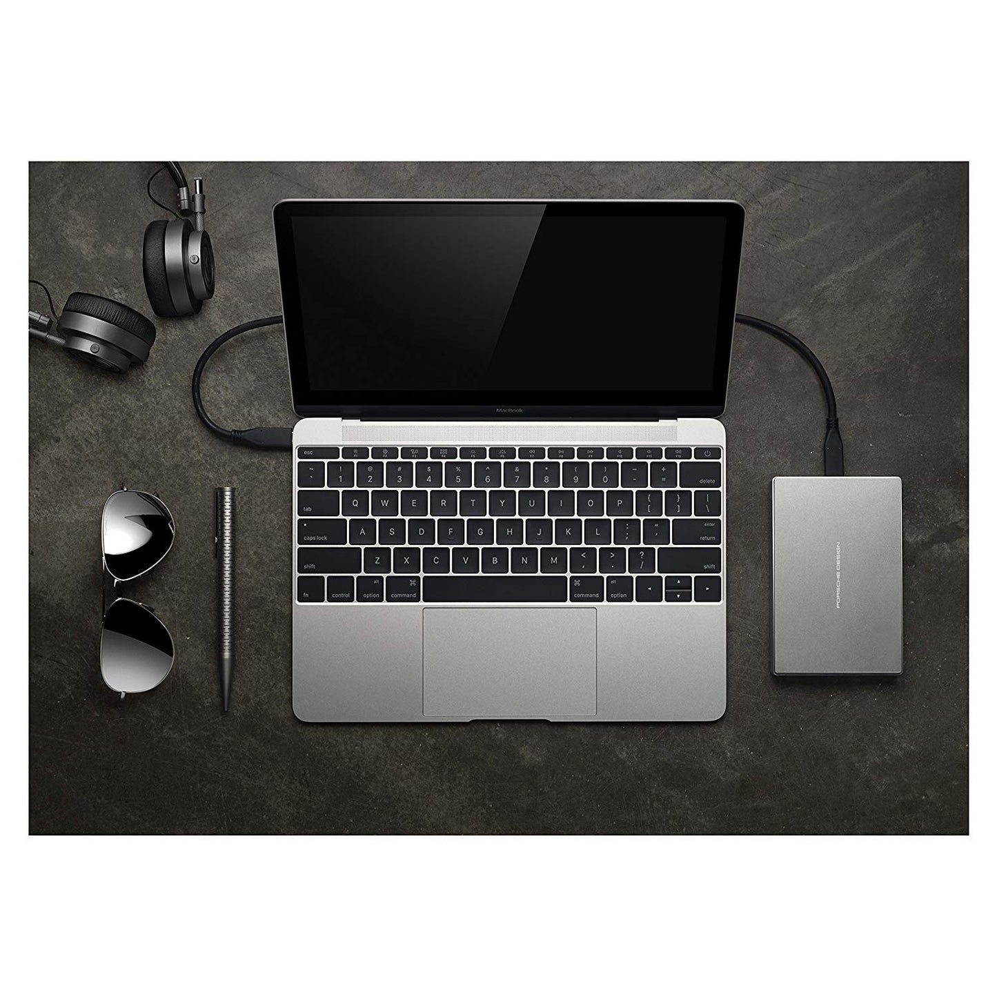 LaCie Porsche Design 2TB USB-C Mobile Hard Drive, Silver + 2mo Adobe CC Photography (STFD2000400)