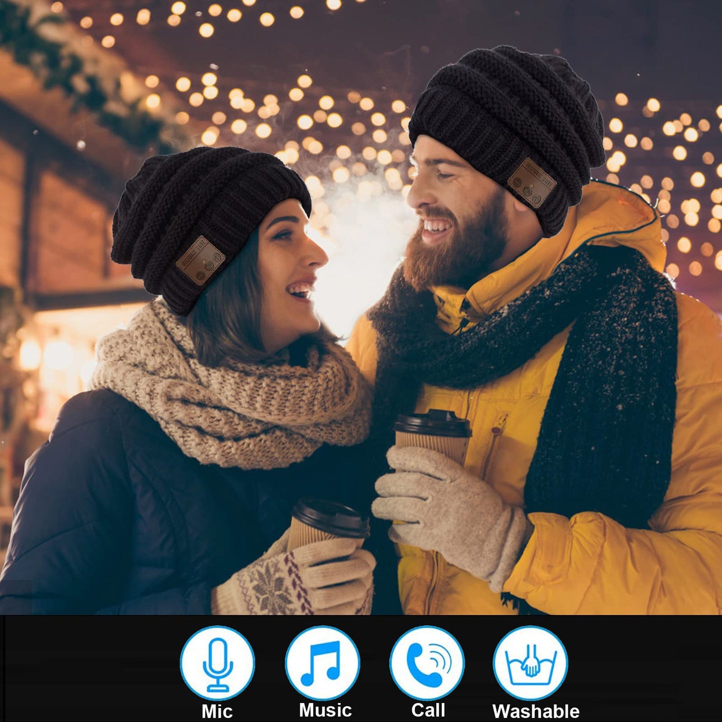 FashionLive Wireless Music Beanie Hat for Men Women Unisex Winter Warm Soft Knit Cap Beanie with Wireless Headphone Headset Stereo HD Speaker Mic…