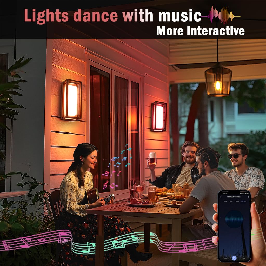 iYogaled LED Outdoor Wall Light Color Changing, 14 Inch Modern RGBCW Wall Sconce, 22W 1800LM Exterior Light Fixture, Smart Porch Lights Tuya App