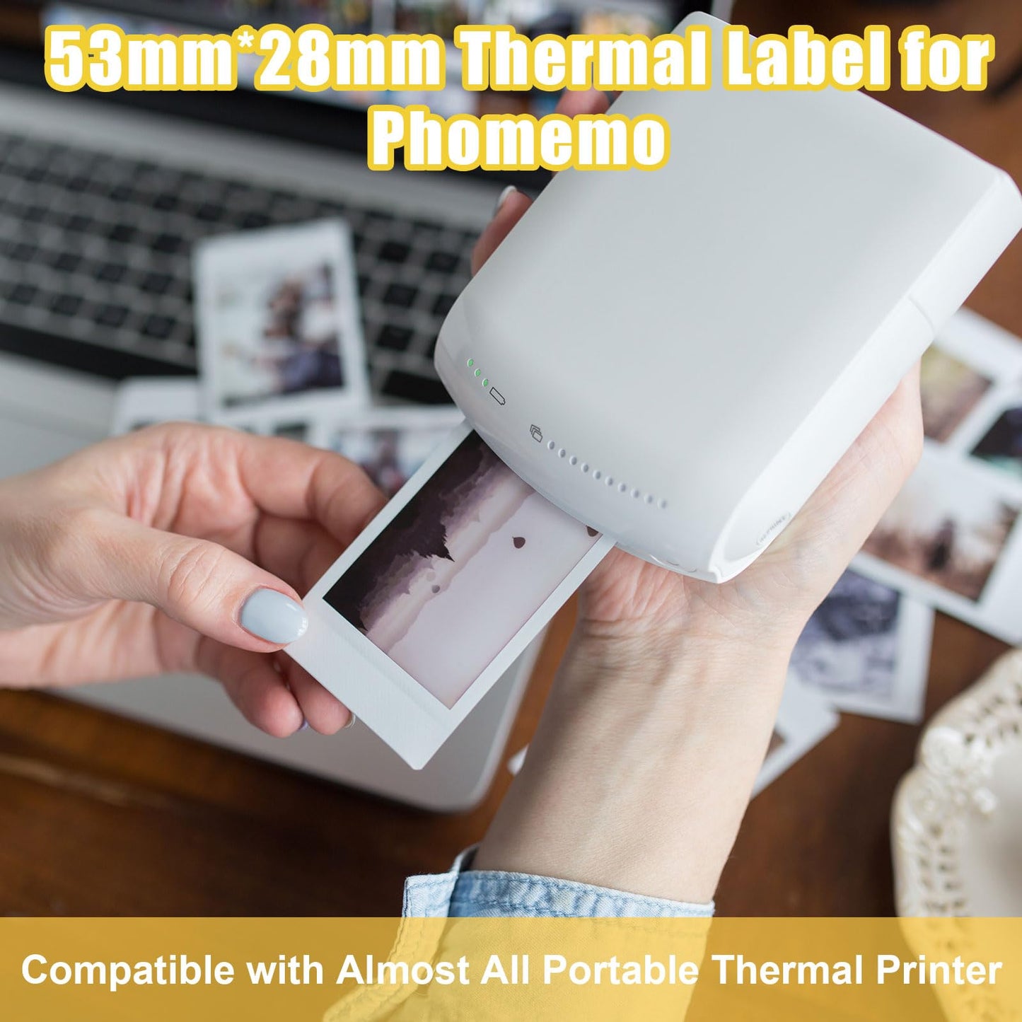 14Rolls Thermal Sticker Paper for Mini Printer Sticker Maker,53 X 28mm,Self-Adhesive Mini Thermal Printer Paper,White Portable Thermals Labels