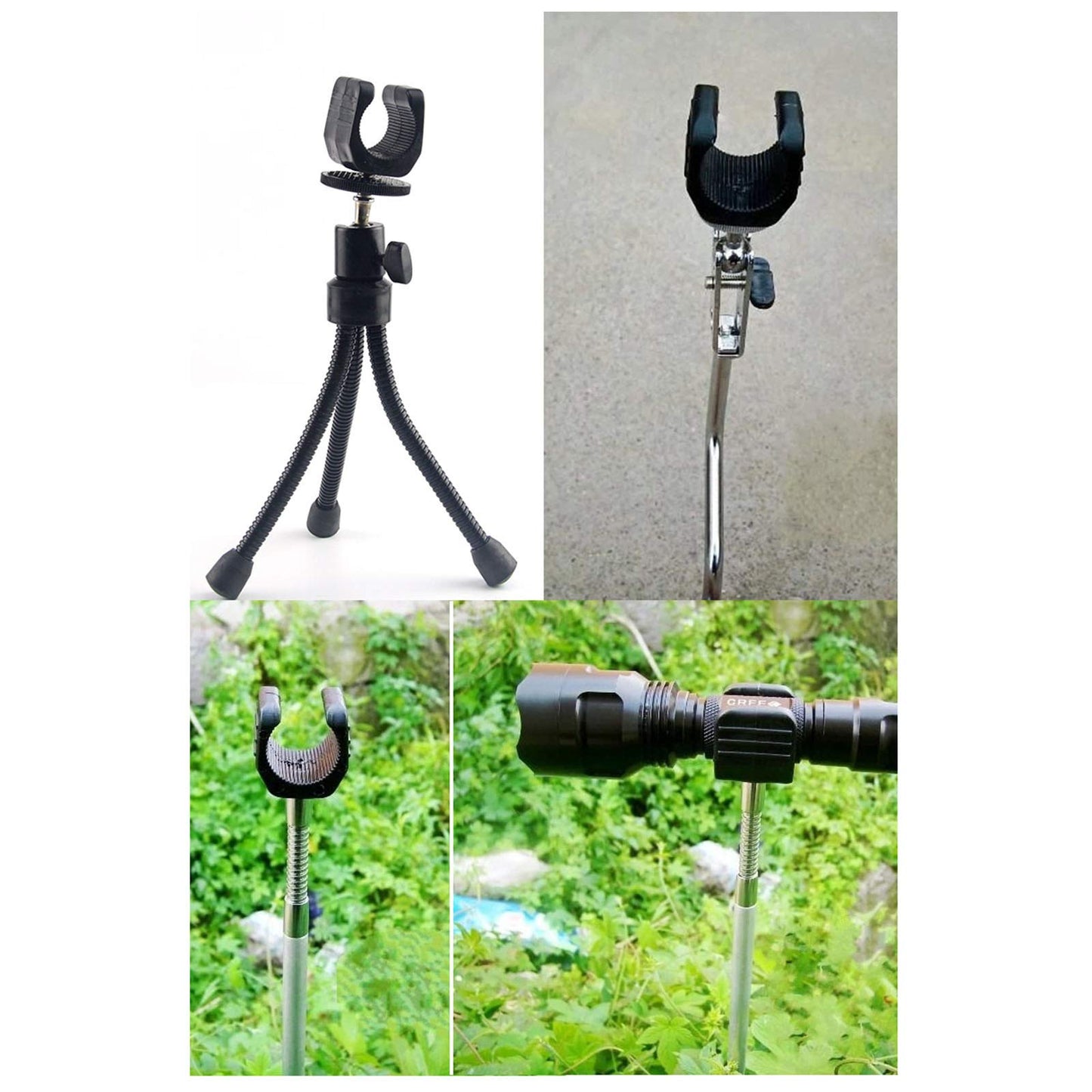 E-outstanding Flashlight Mounting Bracket 2PCS U Shaped Clip Mount Clamp for Tripod Monopod, Bicycle Torch Grip Stand Outdoor Travel Light Lamp Holder
