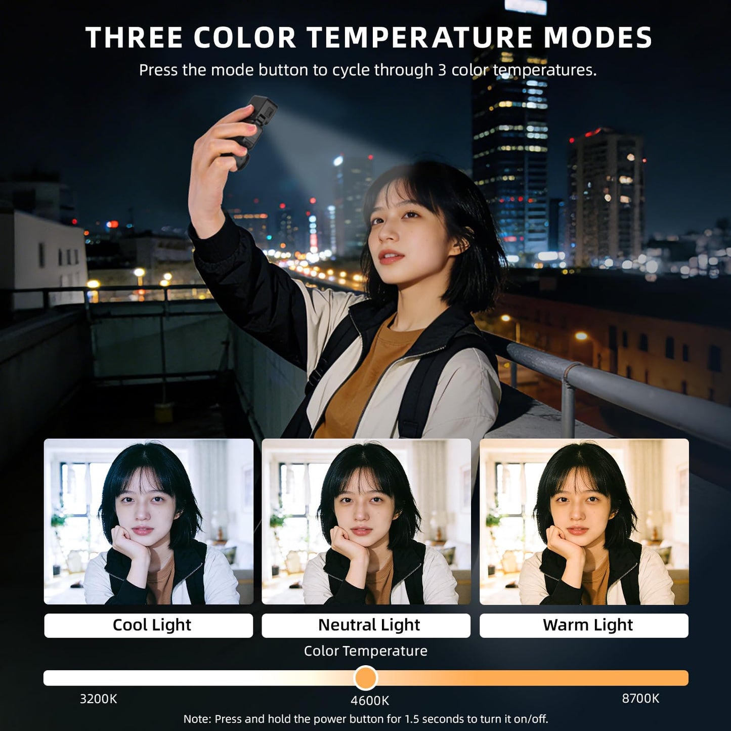 BRDRC Action 6 Magnetic Mini LED Fill Light, Photography Fill Video Lighting with Quick-Release Cold Shoe Adapter, 3 Color Modes, 4 Levels Brightness