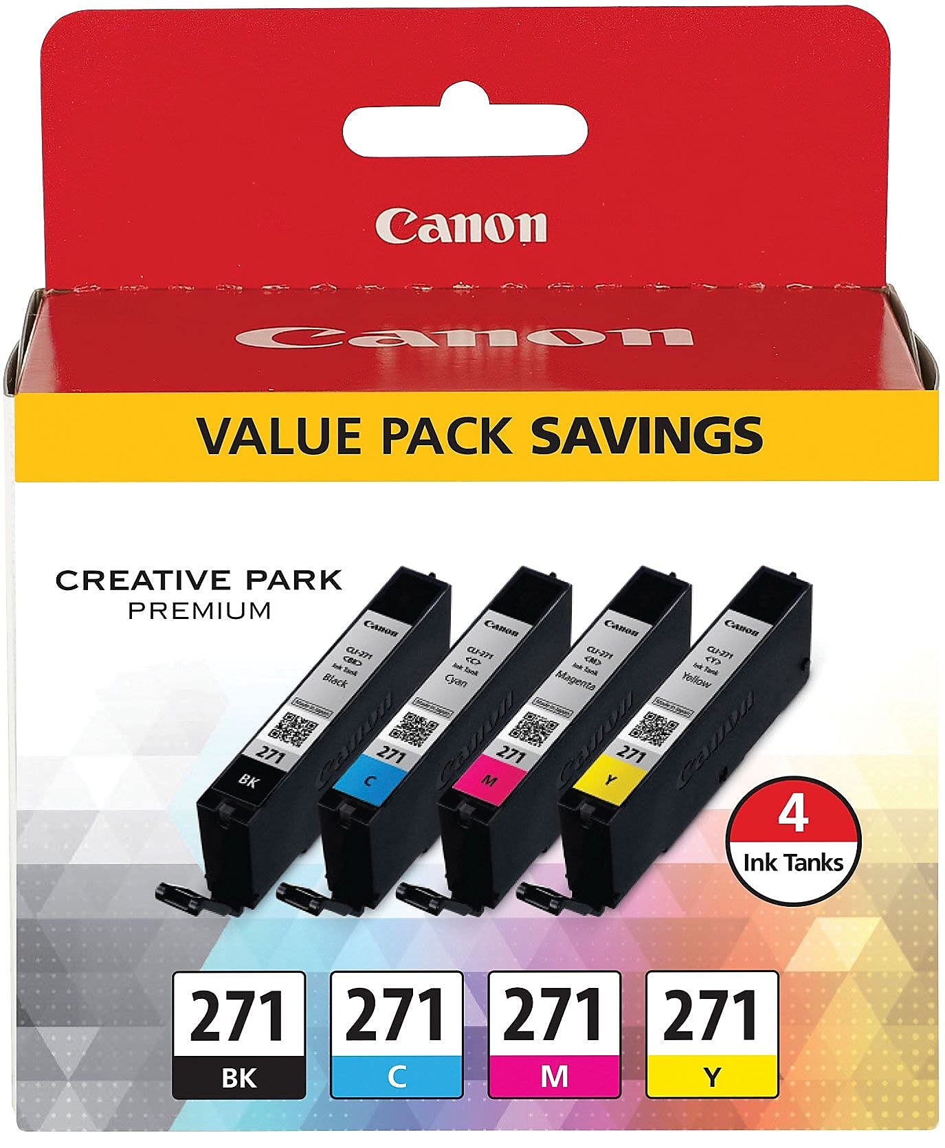 Canon 0390C005 (CLI-271) Printer_Inks_Trays_Cartridges_Tray, Black/Cyan/Magenta/Yellow - in Retail Packaging