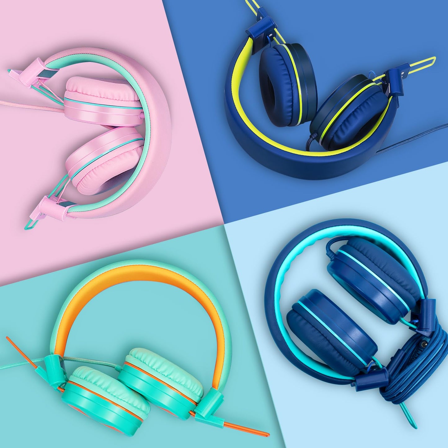 CN-Outlet 10 Pack Classroom Headphones Bulk for K-12 School Kids, Class Set Headphones for Students Teens Library Computer Testing Centers (Mixed…