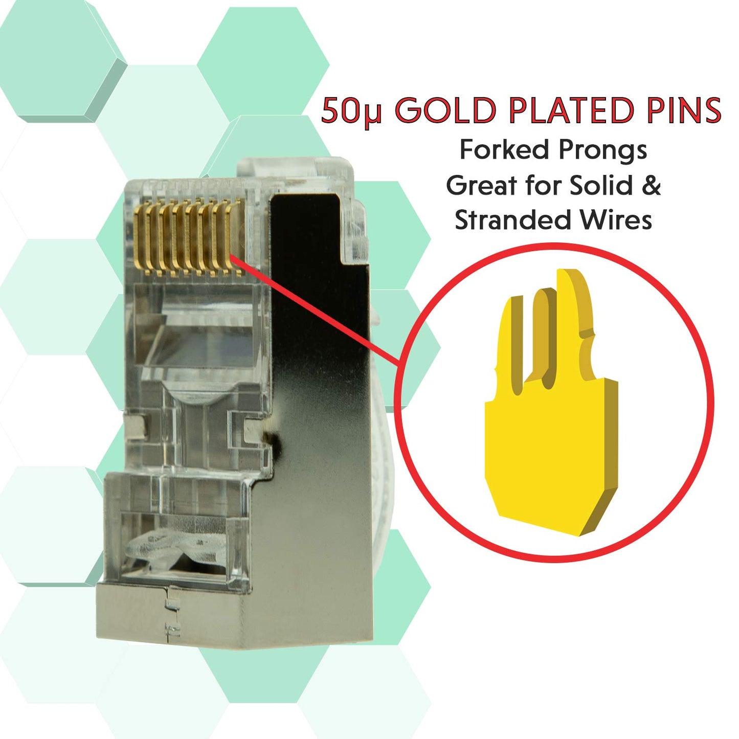 LINKUP Cat6 RJ45 Connectors | 50-Pack, Gold