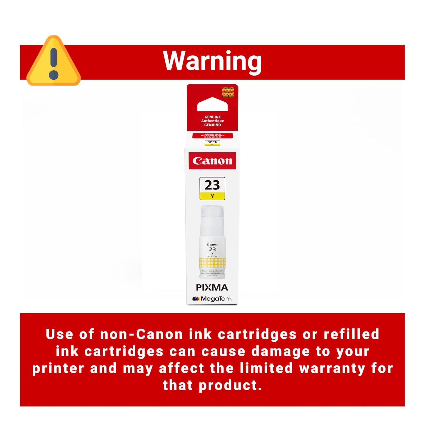 Canon GI-23 Genuine Yellow Ink Bottle, Compatible with Megatank G620 Printers