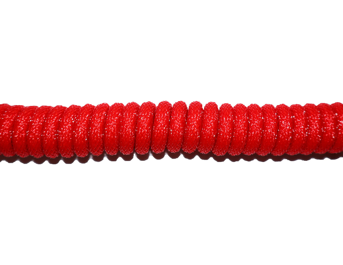 Glacier Premium Durable Quality Braided USB-C to USB-A Coiled Cable with Detachable Metal Aviator Connector Plug for Mechanical Keyboard (Red)