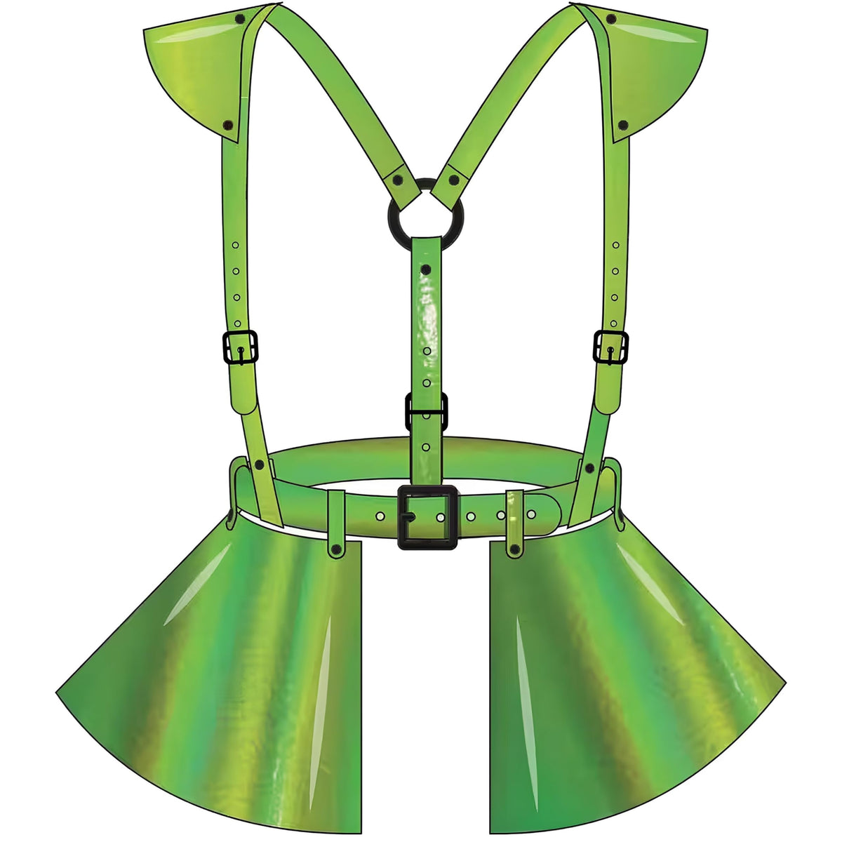 Green Cyberpunk Harness - One Size - Unique Design Perfect for Cosplay & Festivals, 1 Pc.