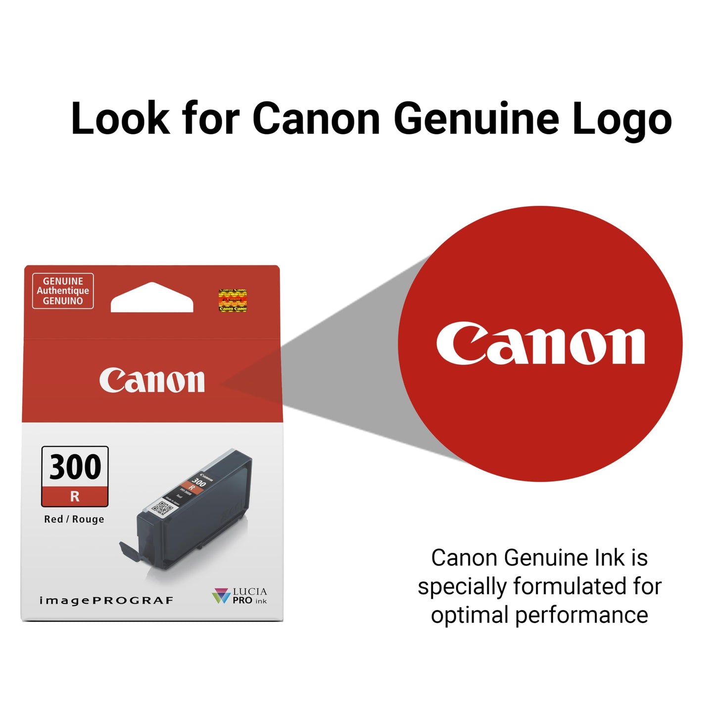 Canon PFI-300 Genuine Red Ink Tank, Compatible with ImagePROGRAF PRO-300 Printers