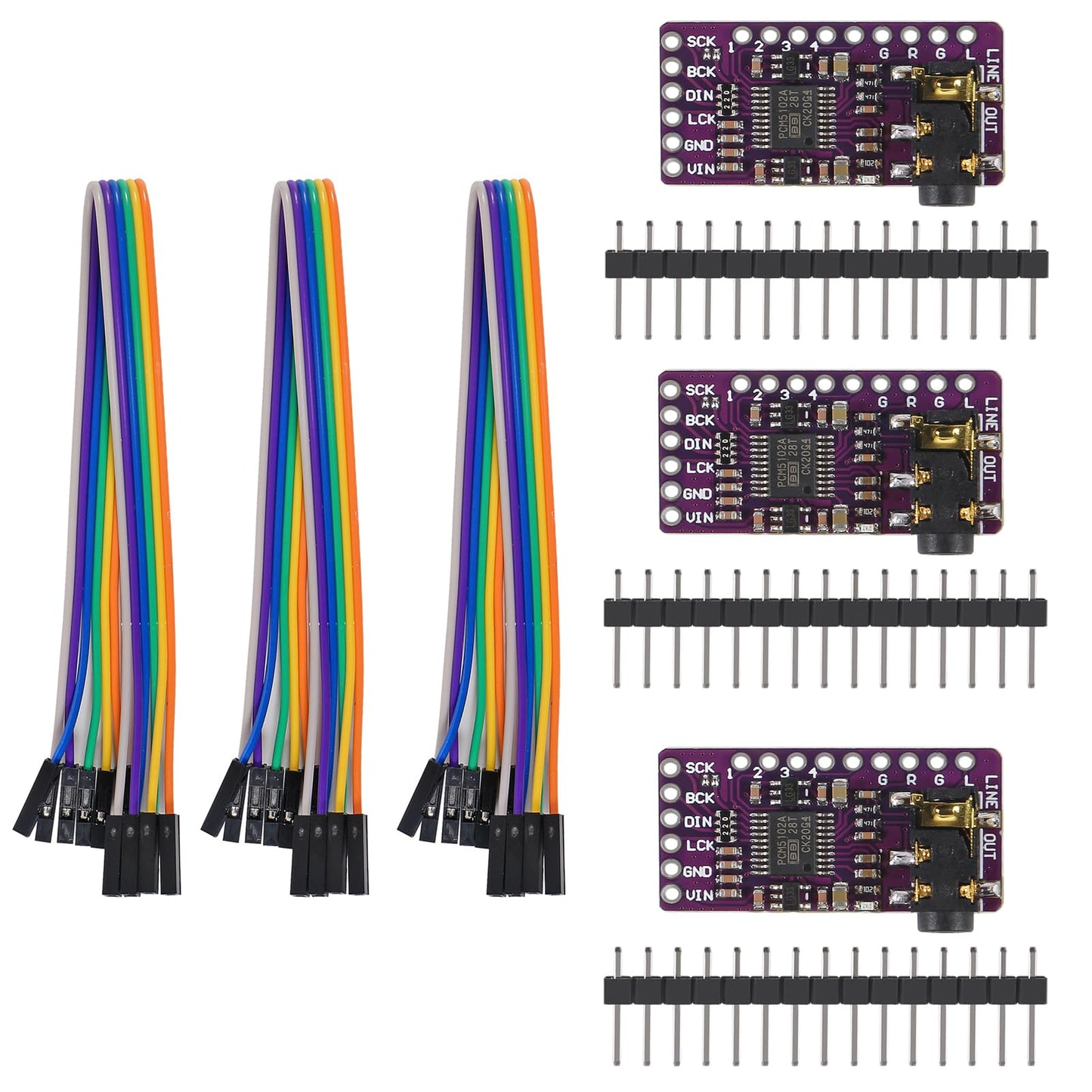 3Pcs PCM5102 Interface I2S Stereo PCM5102A Digital Audio DAC Decoder Module GY-PCM5102 Voice Module Player Board Digital-to-Analog Converter IIS I2S