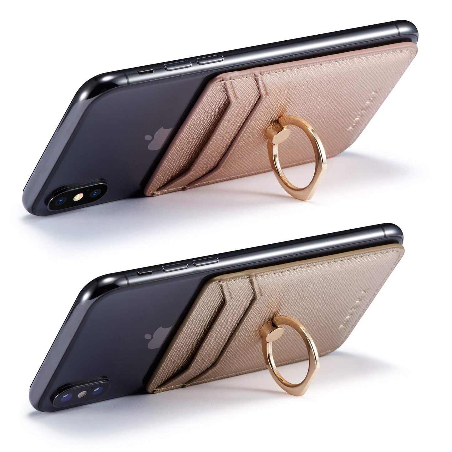 BIAJIYA Phone Card Holder RFID Leather Wallet Credit Adhesive Cell Case Stick-on Card Holder for Women and Men Back of Phone for Most of Smartphones