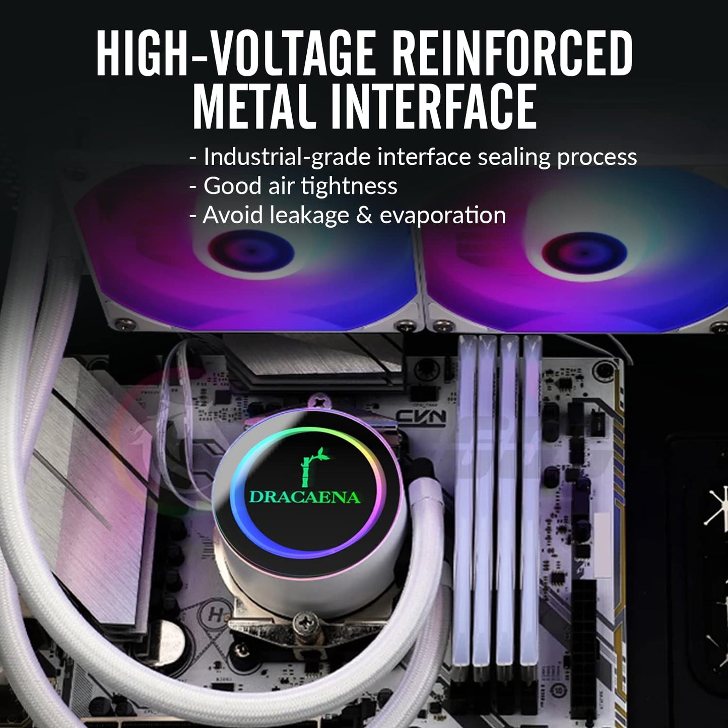 Dracaena.io 240mm AIO CPU Cooler - Single, Quiet PWM Fan for Small Form Factor PC with ARGB Controller & Aluminum Radiator - for AMD Ryzen 3/5/7