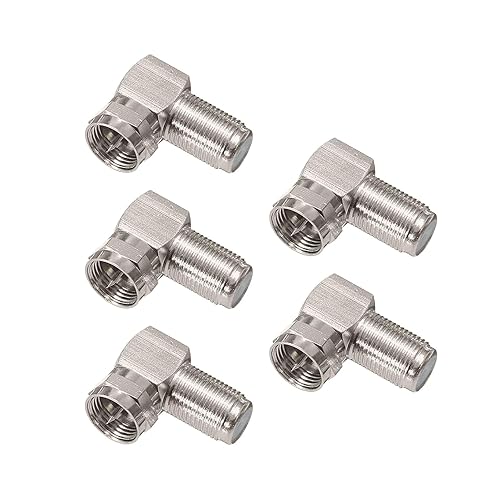 BINGFU F Type Male to Female Right Angle RG6 Coaxial Cable Connector Adapter (5-Pack) for Television TV Antenna CATV Digital Vedio Audio Coax