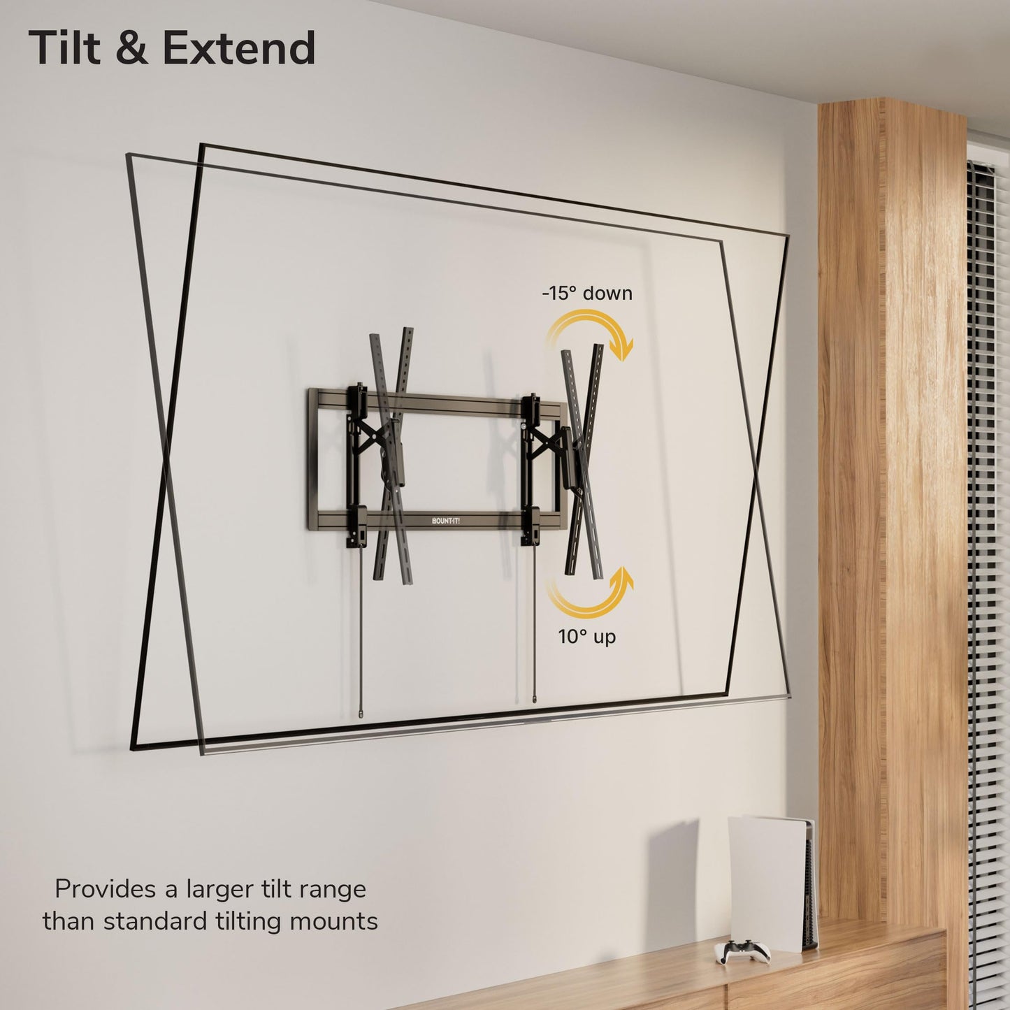 Mount-It! Advanced Extendable Tilt TV Wall Mount for 55-105 Inch TVs, Low Profile 2.1” Heavy-Duty Bracket with 6.8” Extension, Tilt & Swivel