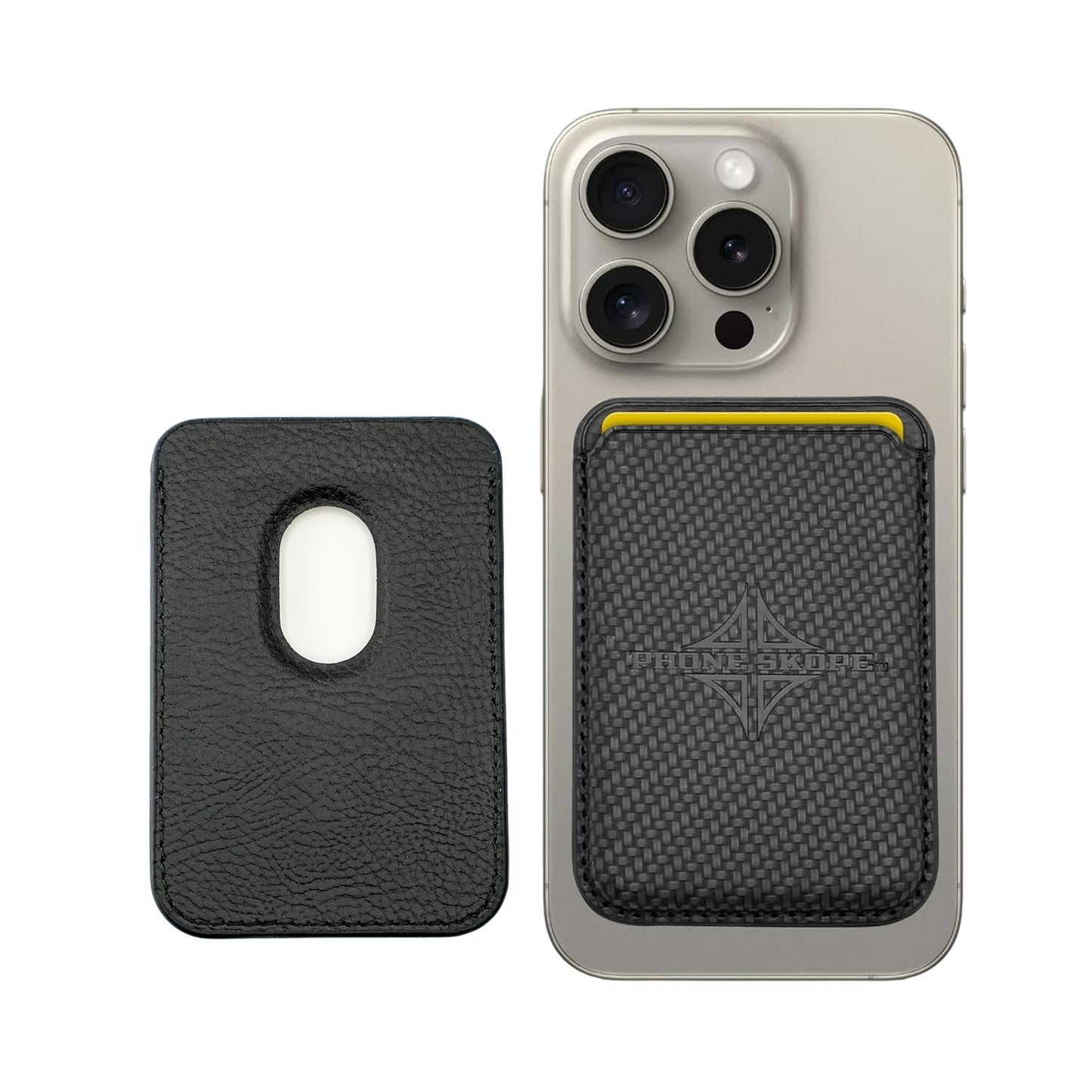 Phone Skope Leather Wallet: Magnetic Card Holder Compatible with Cell Phones | Convenient & Secure | Compatible with Carbon Pro Phone Case Black