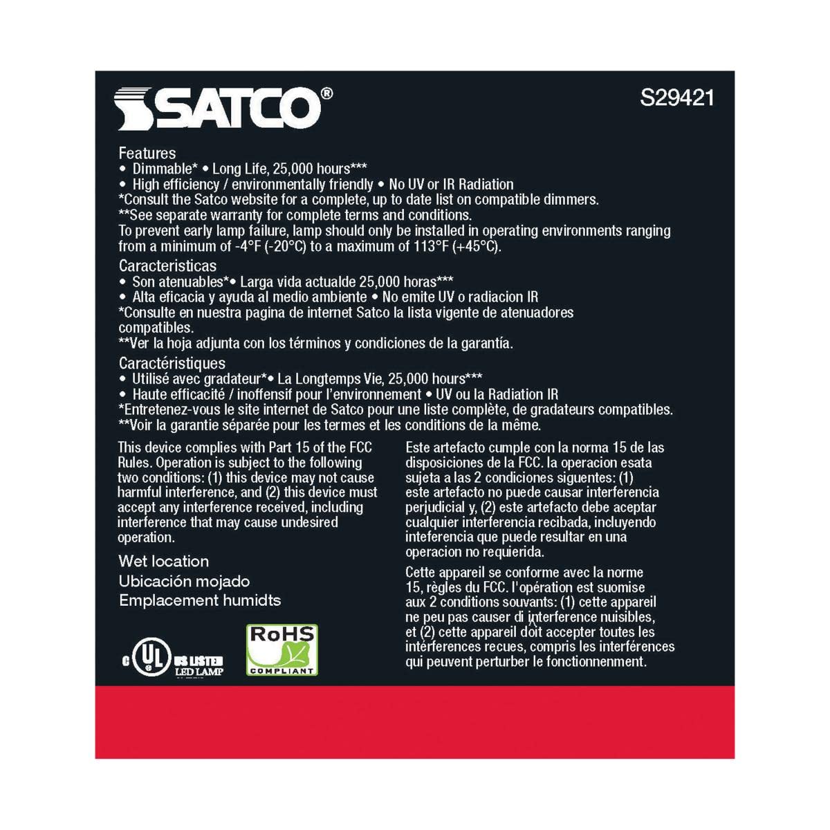 Satco S29421 6-Pack 13PAR30/SN/LED/60'/3000K/120V/D 13W PAR30 Short Neck Indoor/Outdoor Dimmable LED 60° Flood lamp (3000K)