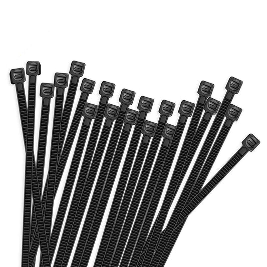 HMROPE 100pcs Cable Zip Ties Heavy Duty 8 Inch, Premium Plastic Wire Ties with 50 Pounds Tensile Strength, Self-Locking Black Nylon Tie Wraps