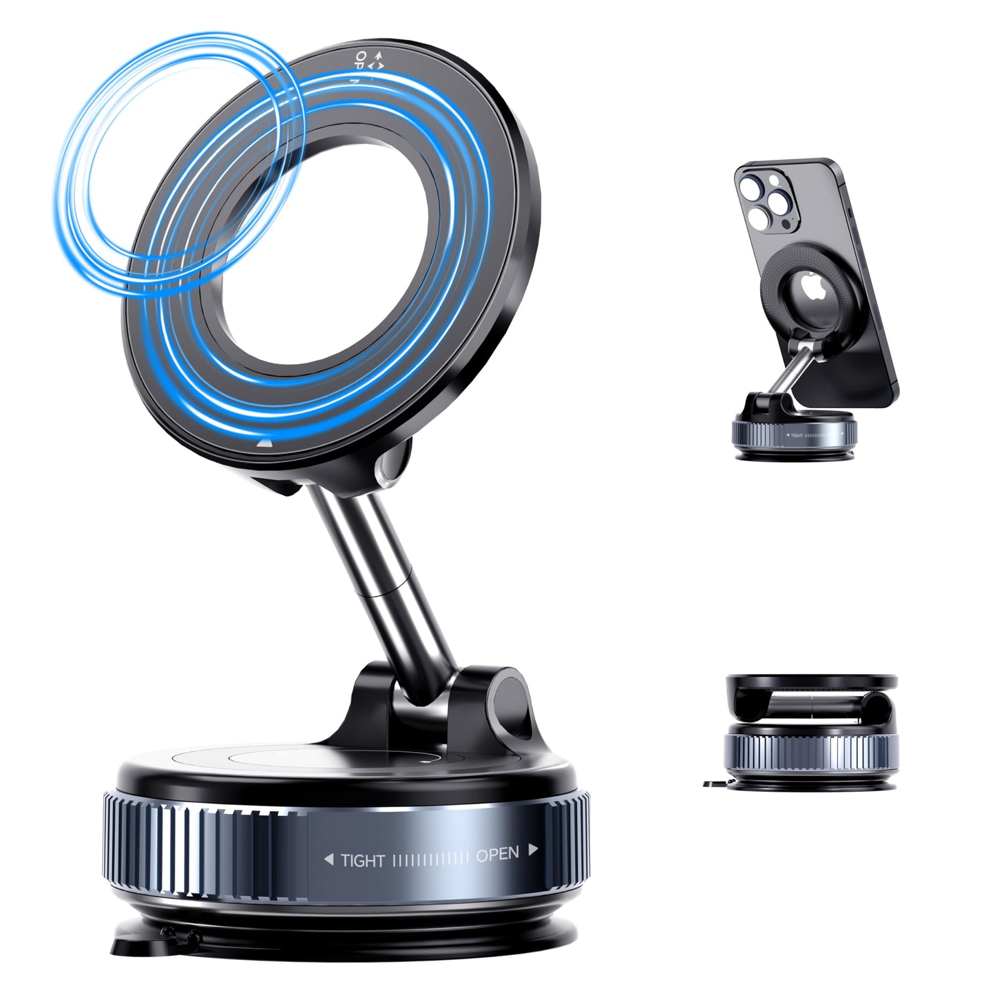 Lionora Vacuum Suction Cup Magnetic Phone Holder, Upgraded 360° Adjustable Magnetic Suction Cup Phone Mount for Car/Gym/Mirror/Smooth Surface