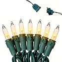 PCORES Mini Clear Christmas String Lights 52ft 200LED Warm White Outdoor String Lights, Fairy Lights Connectable Green Wire UL Certified (Includes 2