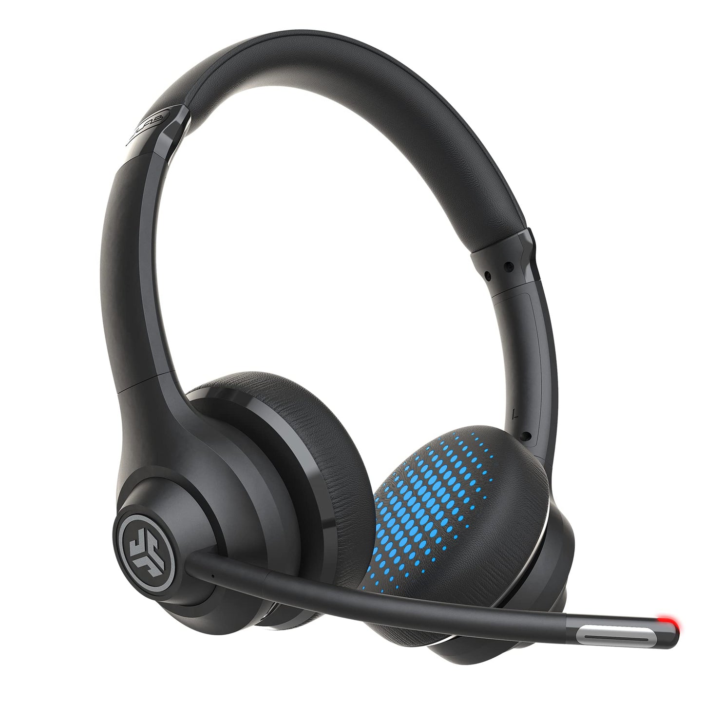 JLab Go Work Wireless Headsets with Microphone, 45+ Playtime PC Bluetooth Headset and Multipoint Connect to Laptop Computer and Mobile, Wired or