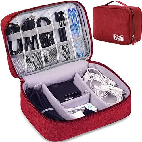 dealcase Electronics Organizer Waterproof Carrying Case - Durable Small Electronics Accessories Storage Bag Compatible Laptop Charger Various USB
