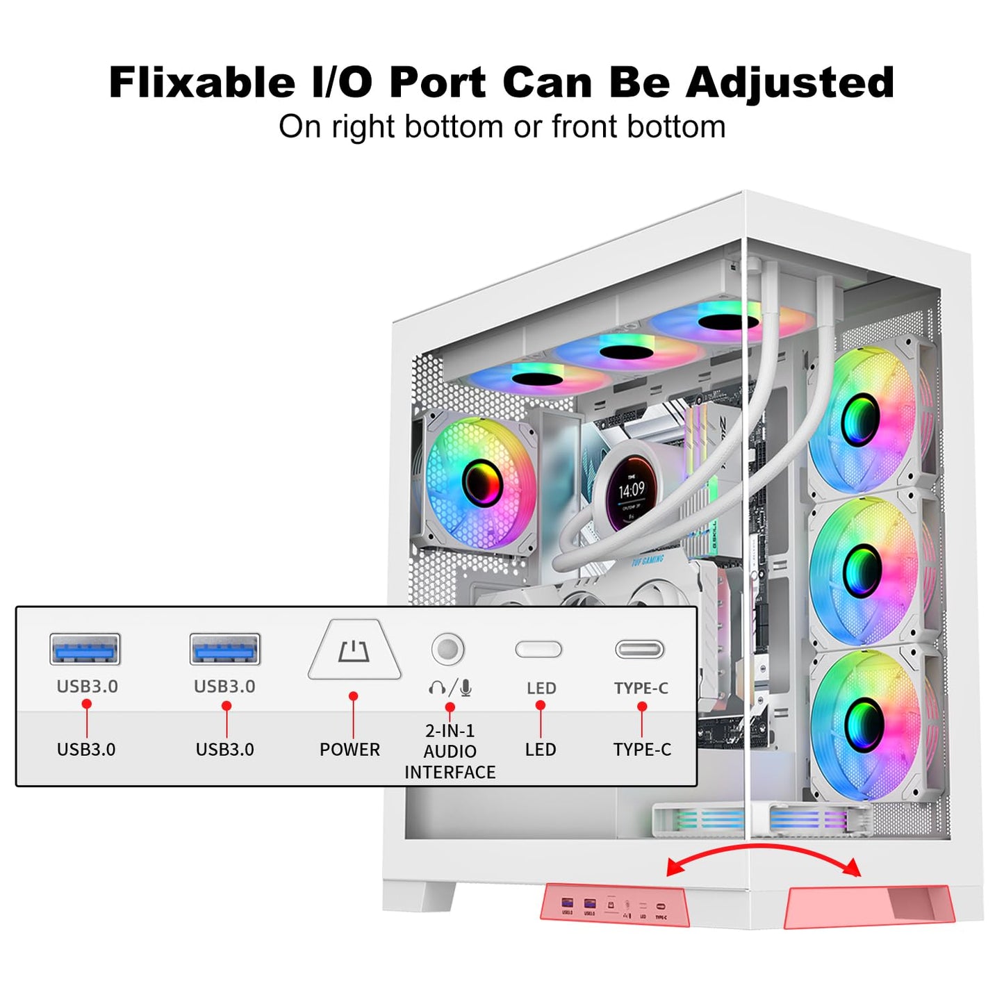 SAMA NEVIEW 4503 Mid Tower PC Case, Panoramic Dual Tempered Glass ATX Gaming Case, 4×120mm ARGB Fans with Hub, High Airflow, Back-Connector Ready