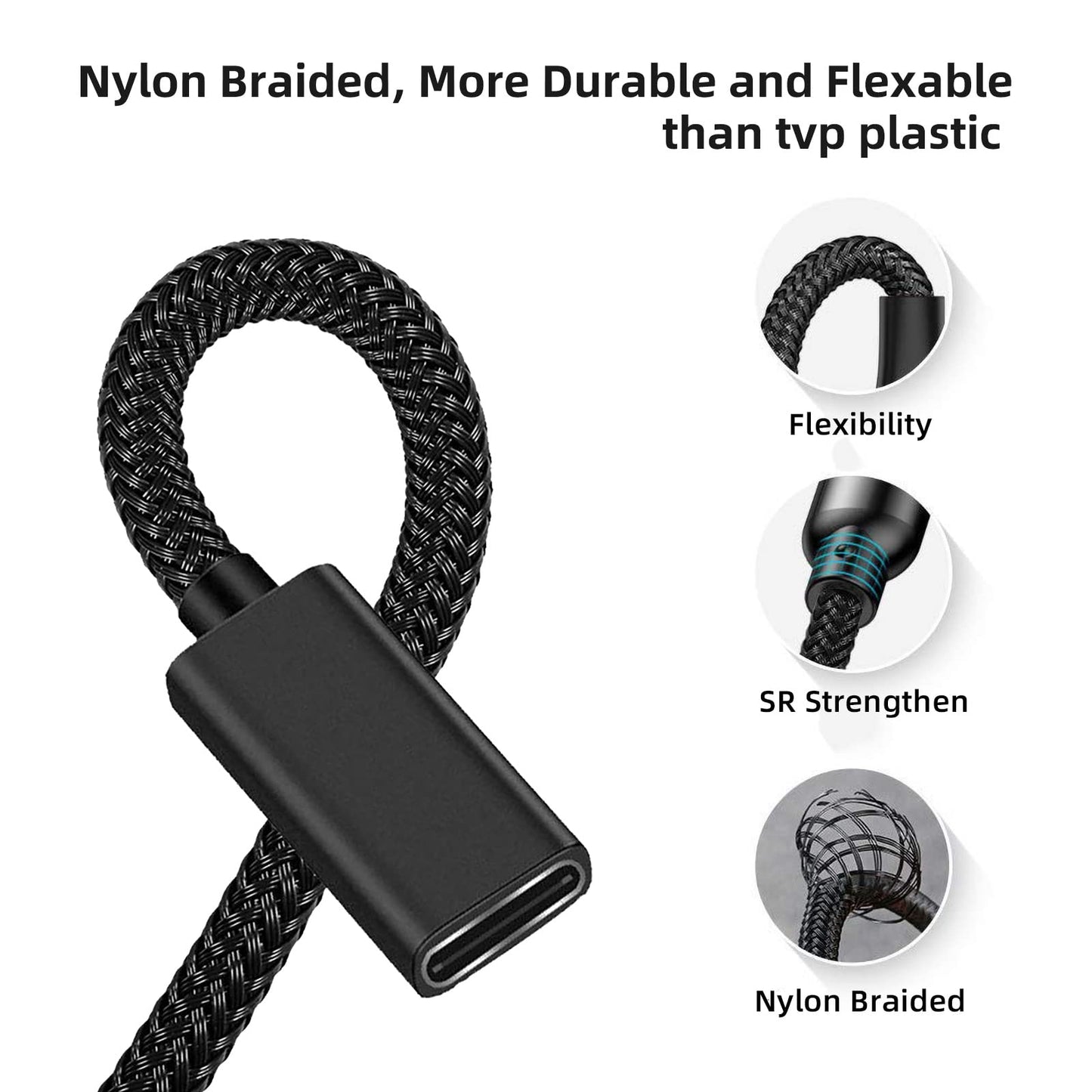Sisyphy Nylon Braided Surface Connect to USB-C Charging Cable Dongle, Requires 45W 15V3A USBC Charger PD Power Supply, Compatible with Microsoft