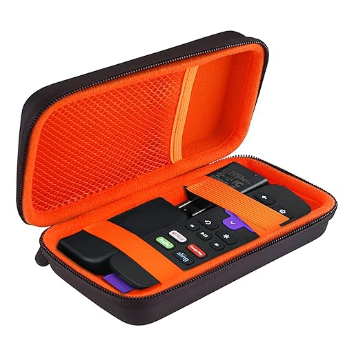 BOVKE Hard Case for Roku Voice Remote Controller, Streaming Stick+ / 4K, TV Steaming Stick 3820R/ 3821R/3941R, Extra Mesh Pocket for Adapters, Cables