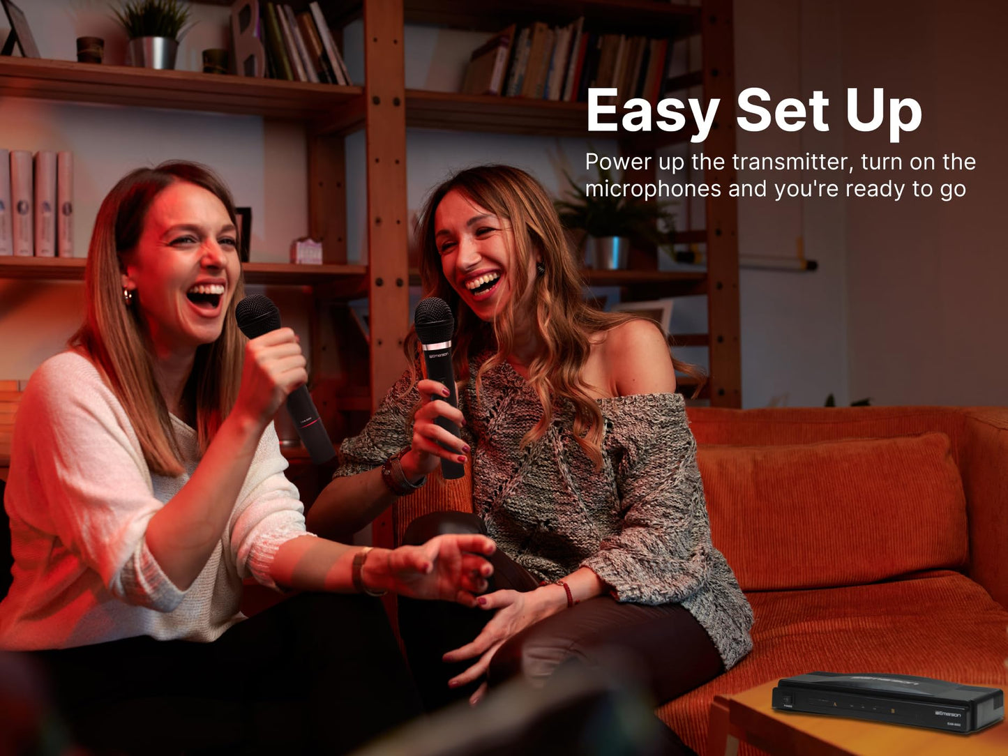 Emerson EAM-9002 Dual Handheld Wireless Microphone Starter Kit with Wireless FM Receiver, Black