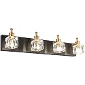 PRESDE Modern Black Bathroom Vanity Light Fixtures Over Mirror LED 4 Lights Crystal Bath wall Lighting