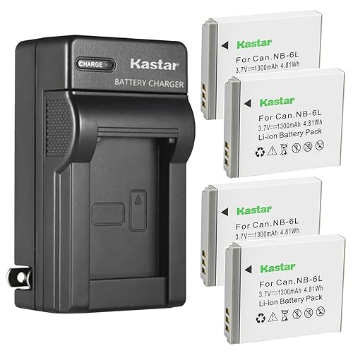 Kastar 4-Pack NP-6L Battery and AC Wall Charger Replacement for Minolta MND20 44 MP / 2.7K, Minolta MND23 48MP Auto Focus 4K Ultra HD Selfie, Minolta