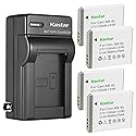 Kastar 4-Pack NP-6L Battery and AC Wall Charger Replacement for Minolta MND20 44 MP / 2.7K, Minolta MND23 48MP Auto Focus 4K Ultra HD Selfie, Minolta