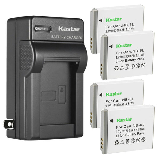 Kastar 4-Pack NP-6L Battery and AC Wall Charger Replacement for Minolta MND20 44 MP / 2.7K, Minolta MND23 48MP Auto Focus 4K Ultra HD Selfie, Minolta