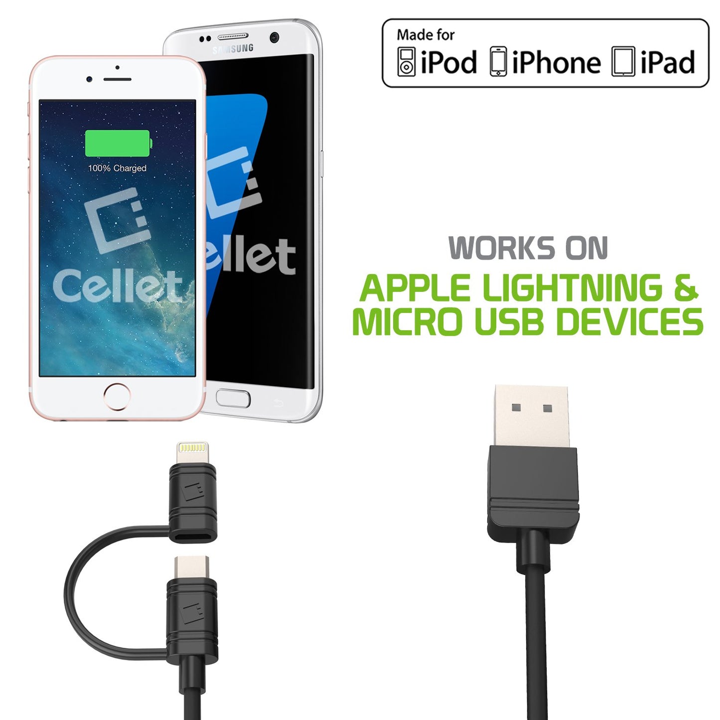 Cellet iPhone Charger Cable, Lightning Charging Cord, Data Cable Compatible for Apple iPhone 14 Pro Max Plus13 12 11 SE Mini XS iPad Pro Air, iPad…