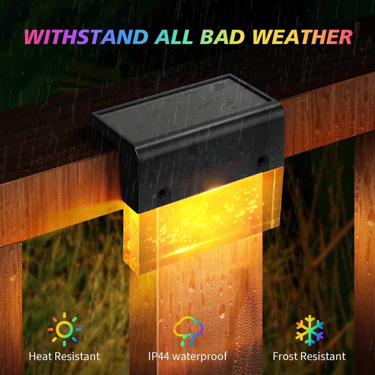 SUNFACE Solar Deck Lights, 6 Pack Solar Fence Lights Outdoor Step Lights, Solar Stair Lights Waterproof for Patio, Stairs, Railing, Garden & Pool