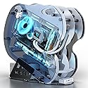 MegaPC Upgraded Open-Frame Mid-Tower Micro-ATX/Mini-ITX Gaming PC Case, Tempered Glass Side Panel, Pre-Installed ARGB PWM Fan, with USB3.0, Type-C