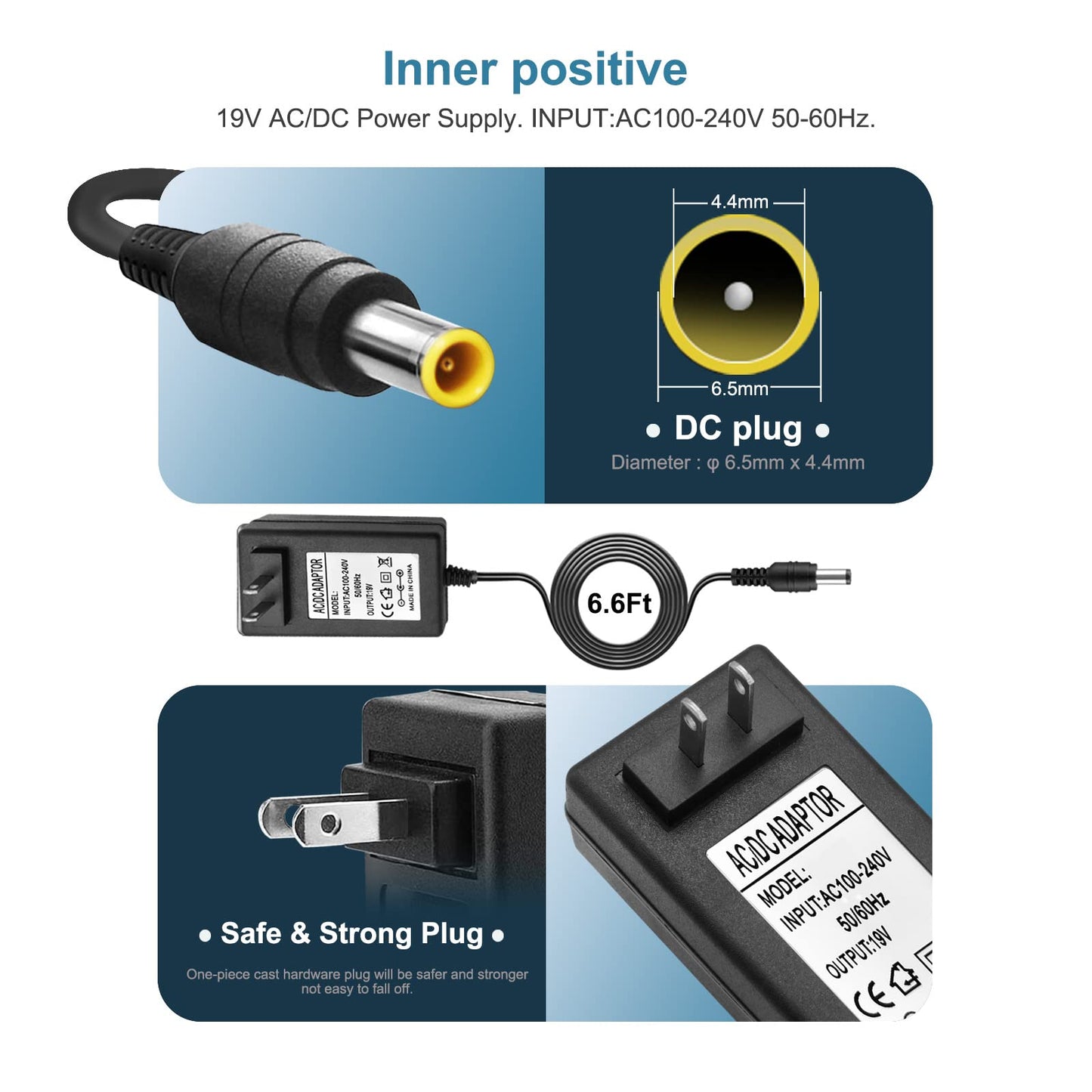 19V 1.3A 2.1A Power Adapter for LG Monitor Power Cord 19V DC Power Supply Charging for LG 32" 27" 24" 23" 22" 20" 19" LCD LED HD TV Monitor…
