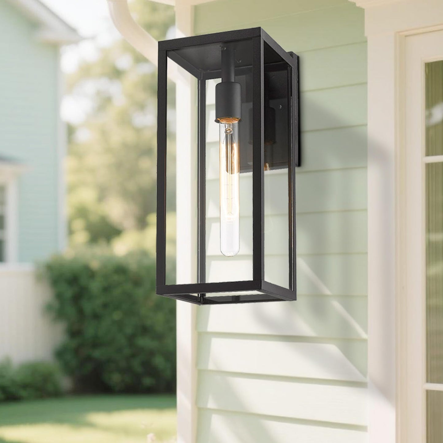 Bestshared Outdoor Wall Sconce Lights,Exterior Wall Lighting Fixtures with Clear Glass, Anti-Rust Modern Black Outside Lantern Lamp for House Front