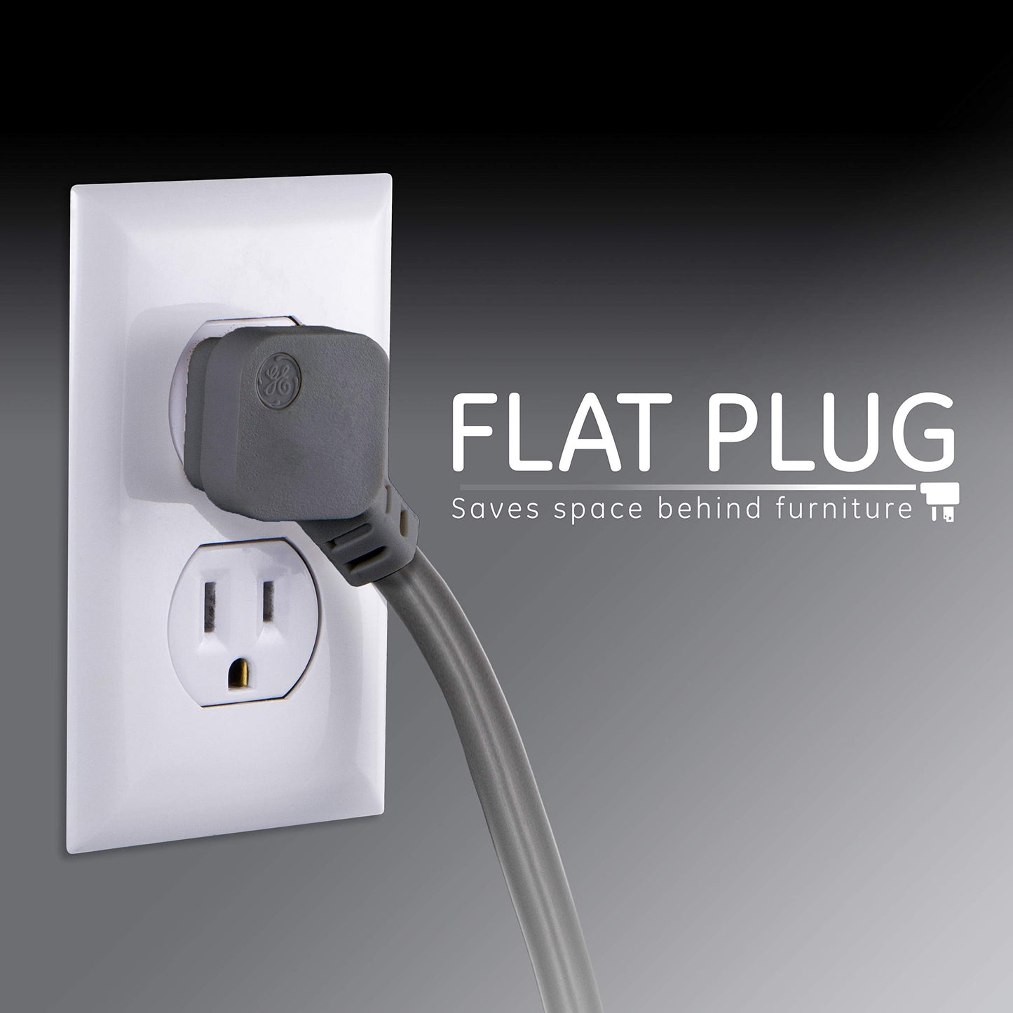 GE Home Electrical GE UltraPro Surge Protector, 7 Outlet Power Strip, 2 USB Charging Ports, 4 Ft Extension Cord, 3 Prong, Grounded, Flat Plug, 1500